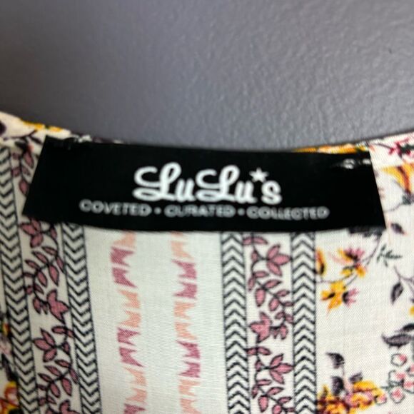 Lulus Playing Fleur Keeps Ivory Floral Bohemian Print Wrap Maxi Dress Sz. Small - Picture 11 of 16